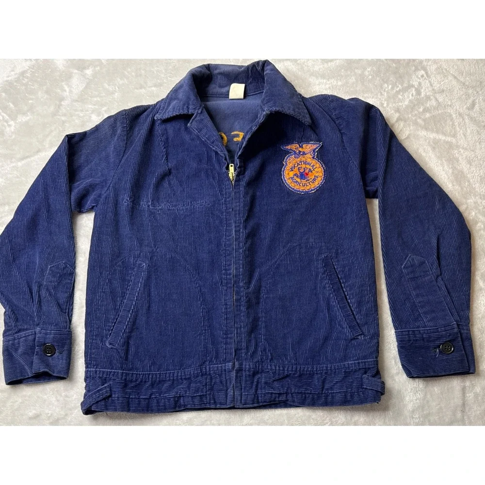 FFA California Gridley Blue Corduroy Jacket Vintage 1977 Future Farmer USA sz 34